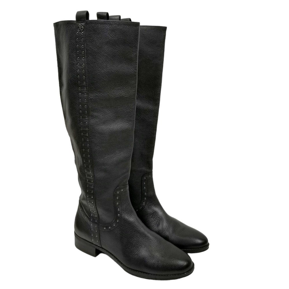 Sam Edelman Prina Riding Boots Black Leather Tall Size 6.5